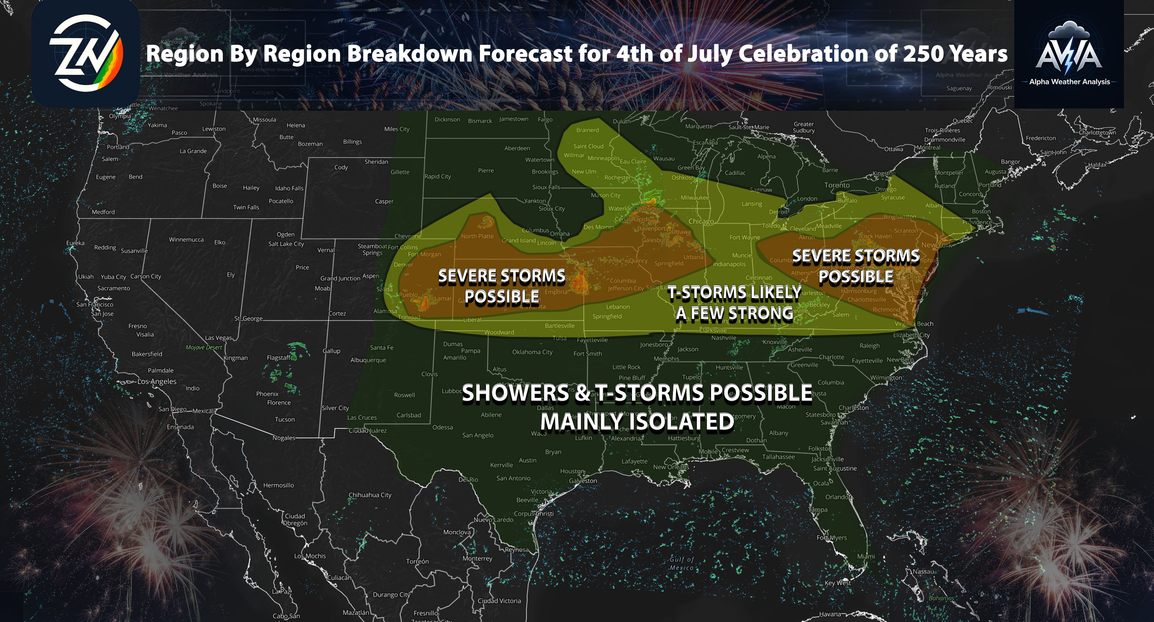 Region By Region Breakdown Forecast for 4th of July